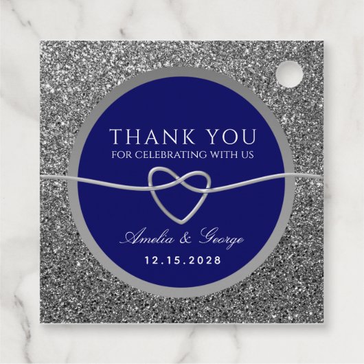 Elegante blauwe bruiloft dank u bedankjes labels (Achterkant)