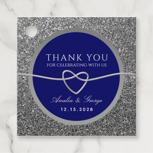 Elegante blauwe bruiloft dank u bedankjes labels (Voorkant)