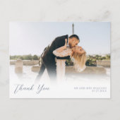 Elegante Blauwe bruiloft Dank u kaart Foto Briefka (Voorkant)