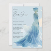Elegante Blauwe Bruiloft Silhouet Bruidsfeest Kaart (Voorkant)