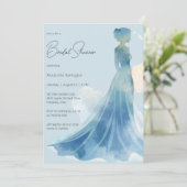 Elegante Blauwe Bruiloft Silhouet Bruidsfeest Kaart (Staand voorkant)
