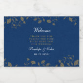 Elegante Blauwe bruiloft Welkomstmand Mini Likeurfles Etiket (Enkel label)