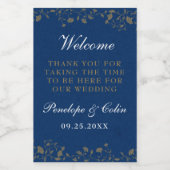 Elegante Blauwe bruiloft Welkomstmand Mini Wijn Etiket (Enkel label)