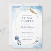 Elegante Blauwe Bruiloftsborrel Kaart (Voorkant)