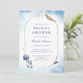 Elegante Blauwe Bruiloftsborrel Kaart (Staand voorkant)