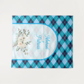 Elegante Blauwe Bruiloftsfeest Decoratie  Wandkleed (Voorkant (horizontaal))