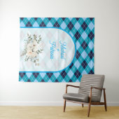 Elegante Blauwe Bruiloftsfeest Decoratie  Wandkleed (In Situ (horizontaal))