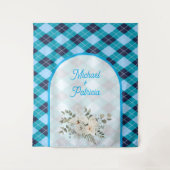 Elegante Blauwe Bruiloftsfeest Decoratie  Wandkleed (Voorkant)
