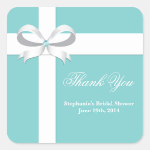Elegante blauwe bruiloftsshower favor tag vierkante sticker