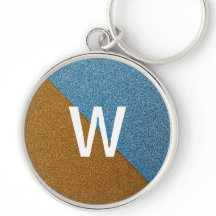Elegante Blauwe &Bruine Glitter Monogram