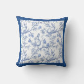 Elegante Blauwe Bunny Toile Pasen Worp Kussen (Voorkant)