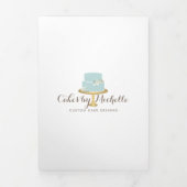 Elegante Blauwe Cake met Bloemen Bakkerij Brochure Drieluik Kaart (Cover)