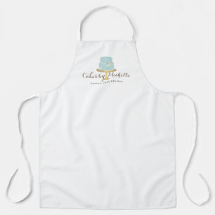 Elegante Blauwe Cake met Bloemen Schort