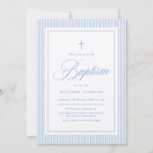 Elegante Blauwe Calligrafie Doop Kaart (Voorkant)