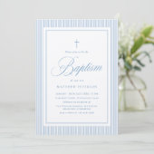Elegante Blauwe Calligrafie Doop Kaart (Staand voorkant)