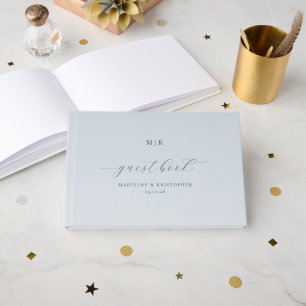 Elegante Blauwe Calligrafie Gastenboek