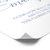 Elegante Blauwe Calligrafie Raad Hoeveel Kusjes Poster (Hoek)