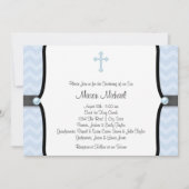 Elegante blauwe Chevron doop Kaart (Voorkant)