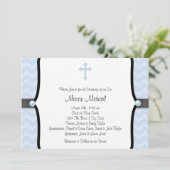 Elegante blauwe Chevron doop Kaart (Staand voorkant)