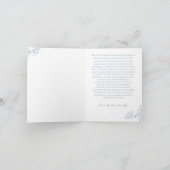 Elegante blauwe Chinoiserie Bird & Crest bruiloft  Bedankkaart (Binnen)