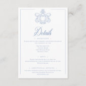 Elegante blauwe Chinoiserie Bird Crest bruiloft de Informatiekaartje (Voorkant)