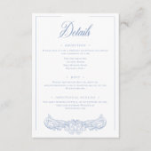 Elegante blauwe Chinoiserie Bird Crest bruiloft de Informatiekaartje (Voorkant)