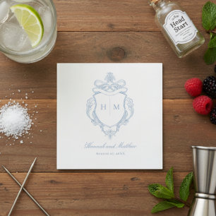 Elegante blauwe Chinoiserie Bird Crest bruiloft Servet