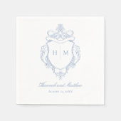 Elegante blauwe Chinoiserie Bird Crest bruiloft Servet (Voorkant)