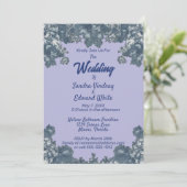 Elegante Blauwe Chinoiserie Bloemen Blauw Huwelijk Kaart (Staand voorkant)