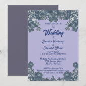 Elegante Blauwe Chinoiserie Bloemen Blauw Huwelijk Kaart (Voorkant / Achterkant)