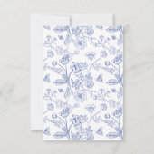 Elegante Blauwe Chinoiserie Bloemenbruiloft QR-cod RSVP Kaartje (Achterkant)