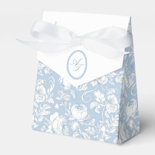 Elegante blauwe chinoiserie bruiloft bedankdoosjes (Voorkant Zijde)