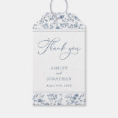 Elegante Blauwe Chinoiserie Bruiloft Cadeaulabel (Voorkant)