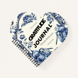 Elegante blauwe chinoiserie dankbaarheidsjournaalc notitieboek