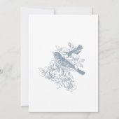 Elegante Blauwe Chinoiserie Natuur & Vogeldouche Kaart (Achterkant)