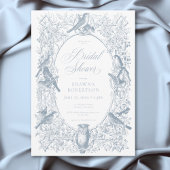 Elegante Blauwe Chinoiserie Natuur & Vogeldouche Kaart