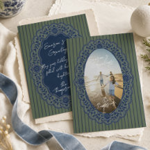 Elegante blauwe chinoiserie ovale lijst foto