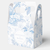 Elegante Blauwe Chinoiserie Porseleinen bruiloft Bedankdoosjes (Geopend)
