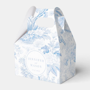 Elegante Blauwe Chinoiserie Porseleinen bruiloft Bedankdoosjes