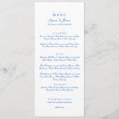Elegante Blauwe chinoiserie Script Wedding Menu (Voorkant)