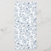 Elegante blauwe chinoiserie trouwmenu menu (Achterkant)
