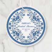 Elegante Blauwe Chinoiserie Victoriaans Chinese Bl Bedankjes Labels (Achterkant)