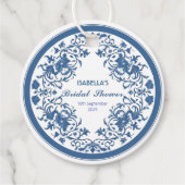 Elegante Blauwe Chinoiserie Victoriaans Chinese Bl Bedankjes Labels (Voorkant)