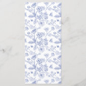 Elegante Blauwe Chinoiserie Victoriaanse Bloem Bru Menu (Achterkant)