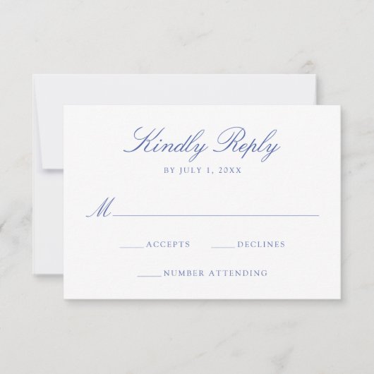 Elegante Blauwe Chinoiserie Victoriaanse Bloemenui RSVP Kaartje (Voorkant)