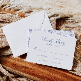 Elegante Blauwe Chinoiserie Victoriaanse Bloemenui RSVP Kaartje