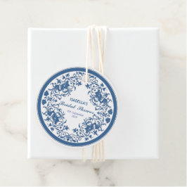 Elegante blauwe chinoiserie Victoriaanse Chinese b Bedankjes Labels