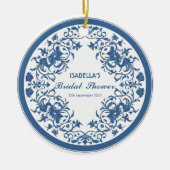 Elegante blauwe chinoiserie Victoriaanse Chinese b Keramisch Ornament (Voorkant)