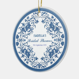 Elegante blauwe chinoiserie Victoriaanse Chinese b Keramisch Ornament