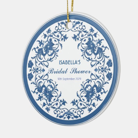 Elegante blauwe chinoiserie Victoriaanse Chinese b Keramisch Ornament (Links)